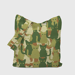 Сумка-шоппер Камуфляж- зелёные кошки