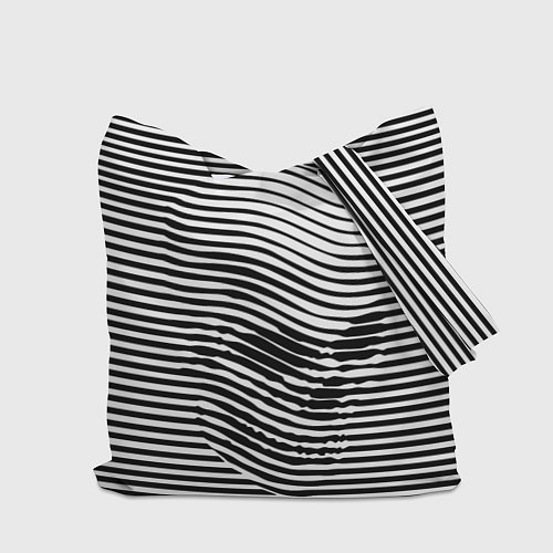 Сумка-шоппер Череп - оптическая иллюзия / 3D-принт – фото 2