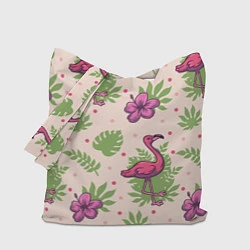 Сумка-шоппер Цветочные фламинго