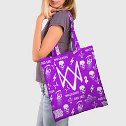 Сумка-шопер Watch Dogs 2: Violet Pattern, цвет: 3D-принт — фото 2