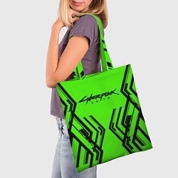 Сумка-шопер Cyberpunk 2077: Acid Green, цвет: 3D-принт — фото 2