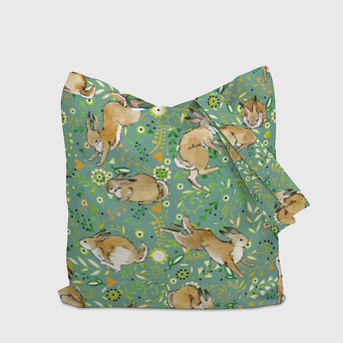 Сумка-шоппер Милые зайчата на полянке / 3D-принт – фото 2
