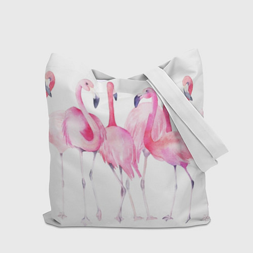 Сумка-шоппер Фламинго розовый на белом / 3D-принт – фото 2