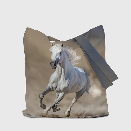 Сумка-шоппер Белый конь - галоп / 3D-принт – фото 2