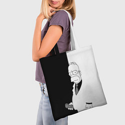 Сумка-шопер Гомер Симпсон - в смокинге - black and white, цвет: 3D-принт — фото 2