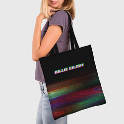 Сумка-шопер BILLIE EILISH: Black Glitch, цвет: 3D-принт — фото 2