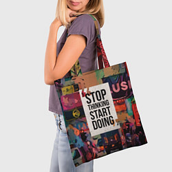 Сумка-шопер Stop thinking Start doing, цвет: 3D-принт — фото 2