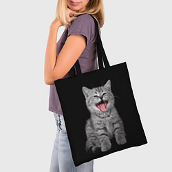 Сумка-шопер Кричащий кот, цвет: 3D-принт — фото 2