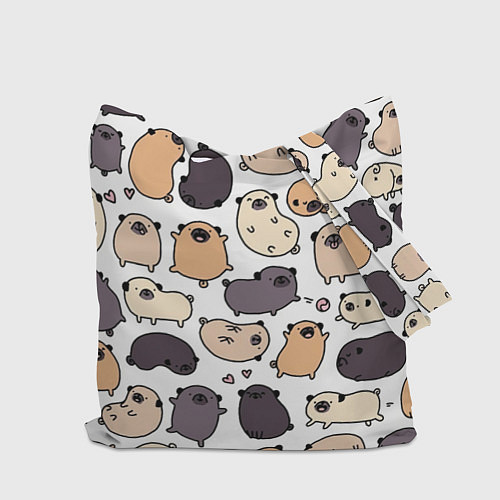 Сумка-шоппер Милые мопсы / 3D-принт – фото 2