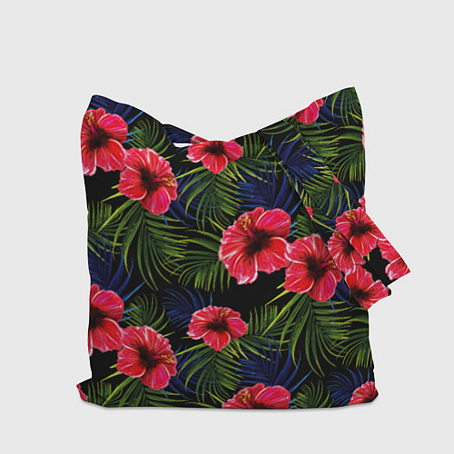 Сумка-шоппер Тропические цветы и листья / 3D-принт – фото 2