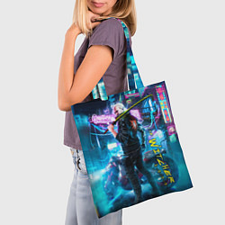 Сумка-шопер Cyberpunk 2077 Ведьмак, цвет: 3D-принт — фото 2