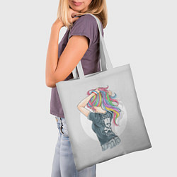 Сумка-шопер Девушка - рокер, цвет: 3D-принт — фото 2