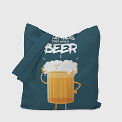 Сумка-шопер Great Ideas start with a BEER, цвет: 3D-принт