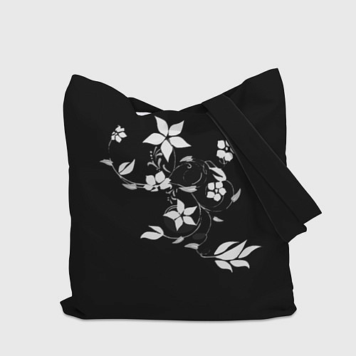Сумка-шоппер Цвета цветов черное / 3D-принт – фото 2