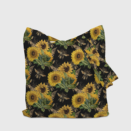 Сумка-шоппер Fashion Sunflowers and bees / 3D-принт – фото 2