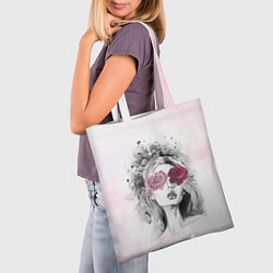 Сумка-шопер Девушка цветы акварель, цвет: 3D-принт — фото 2