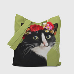 Сумка-шоппер Кот и цветы