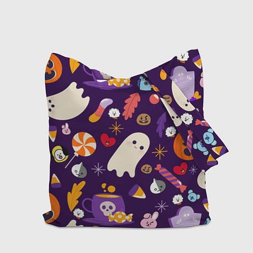 Сумка-шоппер HALLOWEEN BTS BT21 PATTERN БТ21 БТС ХЕЛЛОУИН / 3D-принт – фото 2