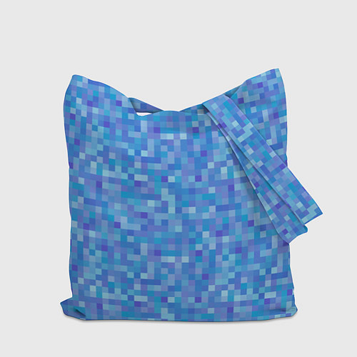 Сумка-шоппер Голубая пиксель абстракция / 3D-принт – фото 2