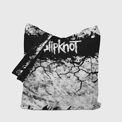 Сумка-шопер Надпись Слипкнот Рок Группа ЧБ Slipknot, цвет: 3D-принт