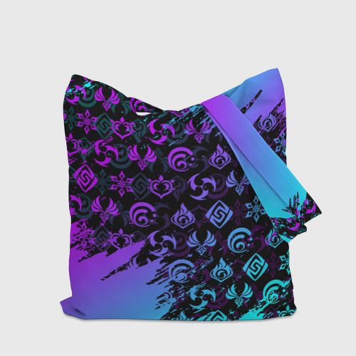 Сумка-шоппер GENSHIN NEON PATTERN SYMBOL НЕОН ЭМБЛЕМЫ / 3D-принт – фото 2