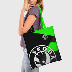 Сумка-шопер SKODA GEOMETRY SPORT GREEN, цвет: 3D-принт — фото 2
