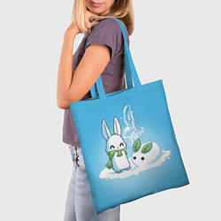 Сумка-шопер Let it snow Зайчик и снежок, цвет: 3D-принт — фото 2