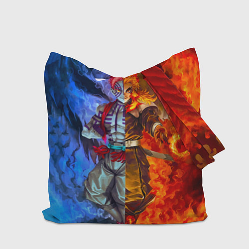 Сумка-шоппер Аказа и Ренгоку противостояние клинок рассекающий / 3D-принт – фото 2