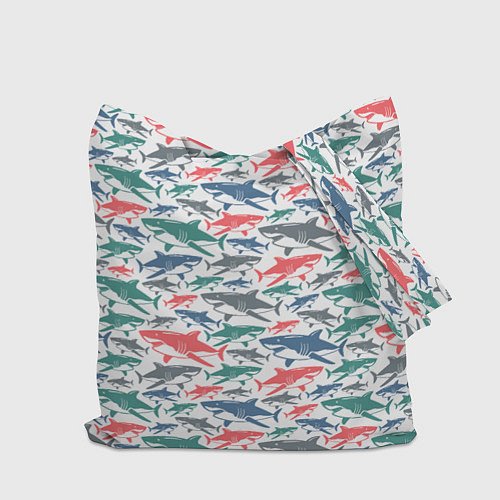 Сумка-шоппер Разноцветные Акулы / 3D-принт – фото 2