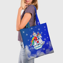 Сумка-шопер Новогодний Санта с Единорогом, цвет: 3D-принт — фото 2