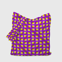 Сумка-шоппер Фиолетовый Фон с Желтыми Квадратами Иллюзия Движен