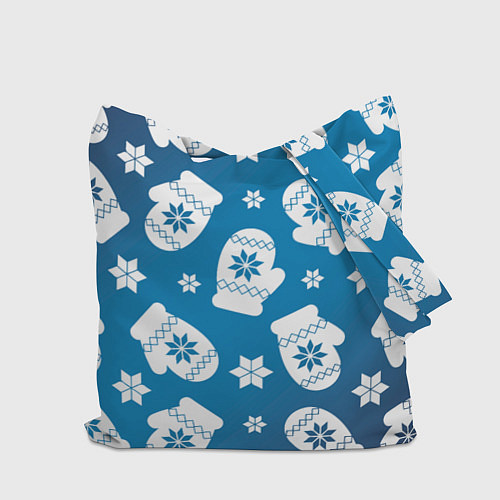 Сумка-шоппер Новогодние варежки паттерн / 3D-принт – фото 2