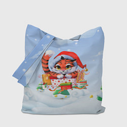 Сумка-шоппер 2022 - Тигренок с подарками