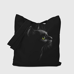 Сумка-шоппер Черный кот на черном фоне