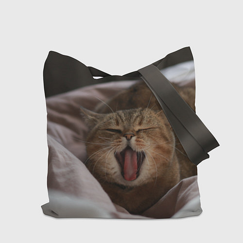 Сумка-шоппер Зевающий кот на кровати / 3D-принт – фото 2