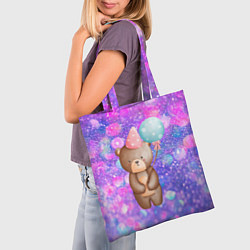 Сумка-шопер День Рождения - Медвежонок с шариками, цвет: 3D-принт — фото 2
