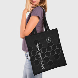 Сумка-шопер Mercedes-Benz black соты, цвет: 3D-принт — фото 2