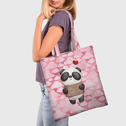 Сумка-шопер Панда с сердечком love, цвет: 3D-принт — фото 2