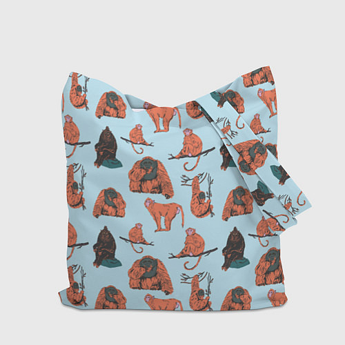 Сумка-шоппер Обезьянки паттерн / 3D-принт – фото 2