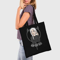 Сумка-шопер Девушка ведьма: бла бла - бла, цвет: 3D-принт — фото 2