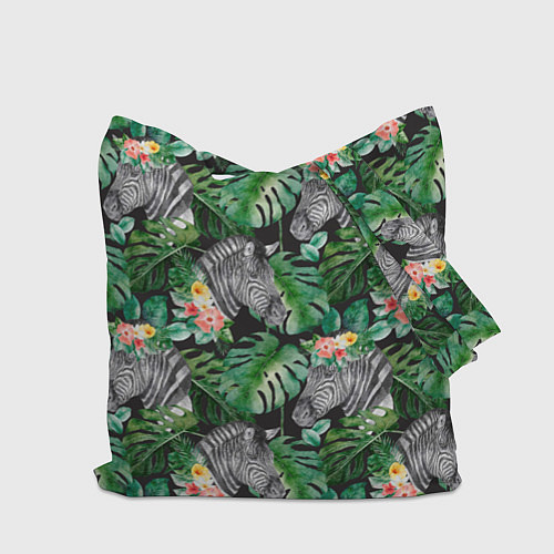 Сумка-шоппер Зебра и листья / 3D-принт – фото 2