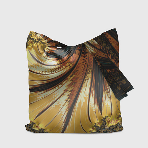 Сумка-шоппер Черный с золотым фрактал Абстракция / 3D-принт – фото 2