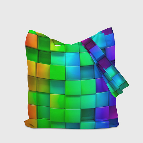 Сумка-шоппер РАЗНОЦВЕТНЫЕ КУБИКИ MULTICOLORED CUBES / 3D-принт – фото 2