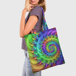 Сумка-шопер Красочная фрактальная спираль Узор Colorful fracta, цвет: 3D-принт — фото 2