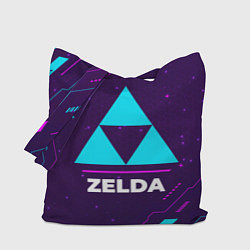 Сумка-шоппер Символ Zelda в неоновых цветах на темном фоне
