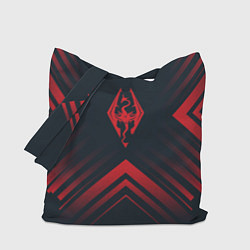 Сумка-шопер Красный Символ Skyrim на темном фоне со стрелками, цвет: 3D-принт