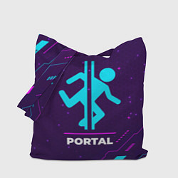 Сумка-шоппер Символ Portal в неоновых цветах на темном фоне
