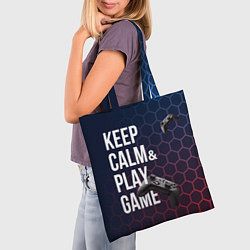Сумка-шопер KEEP CALM& PLAY GAME PATTERN HEXAGONAL, цвет: 3D-принт — фото 2