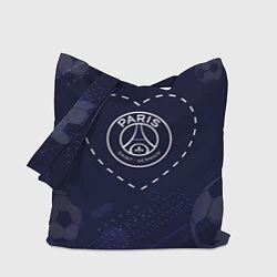 Сумка-шоппер Лого PSG в сердечке на фоне мячей