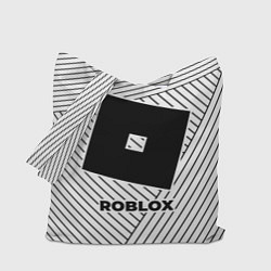 Сумка-шоппер Символ Roblox на светлом фоне с полосами